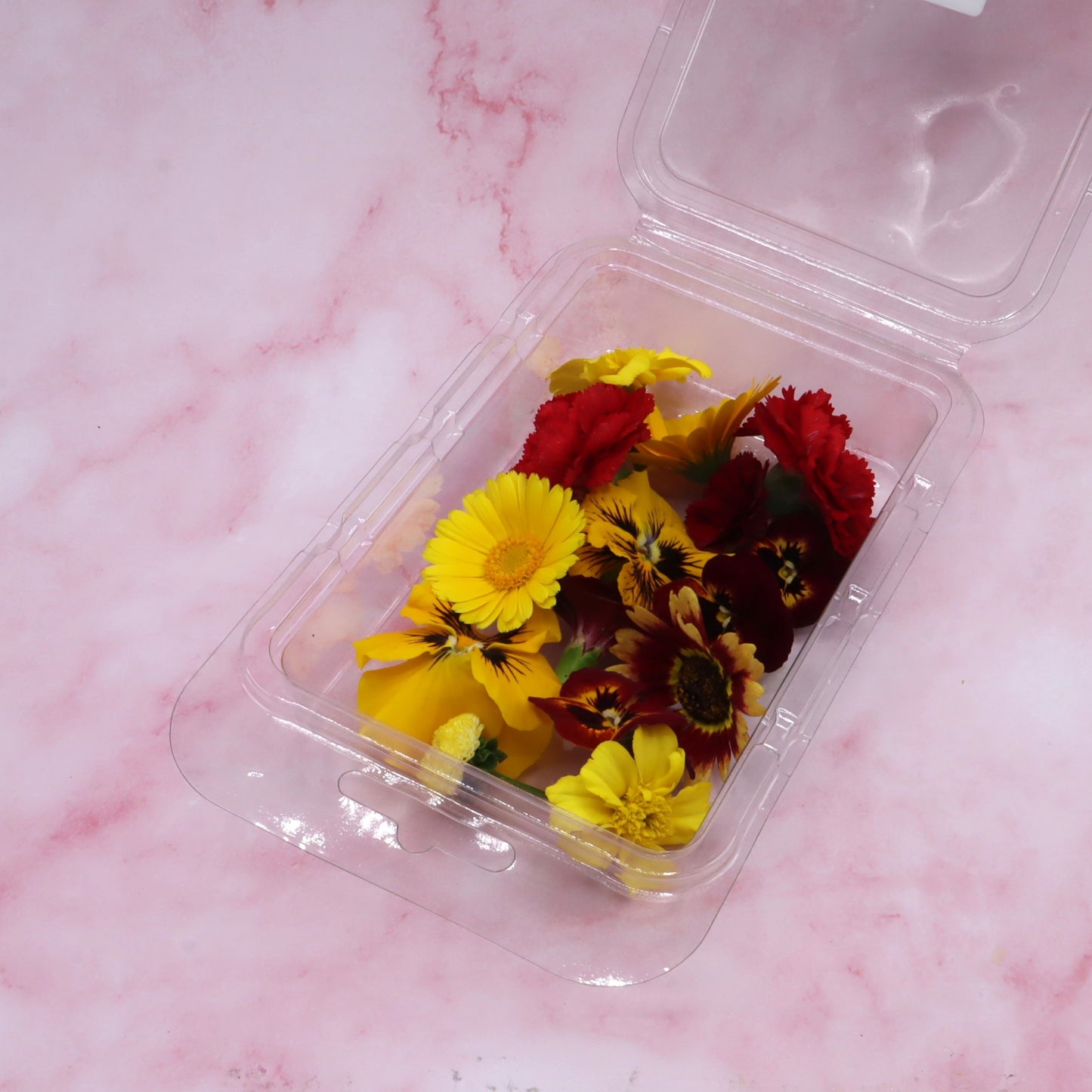 Sinterklaas mix. eetbare bloemen edible flowers. Rood en geel