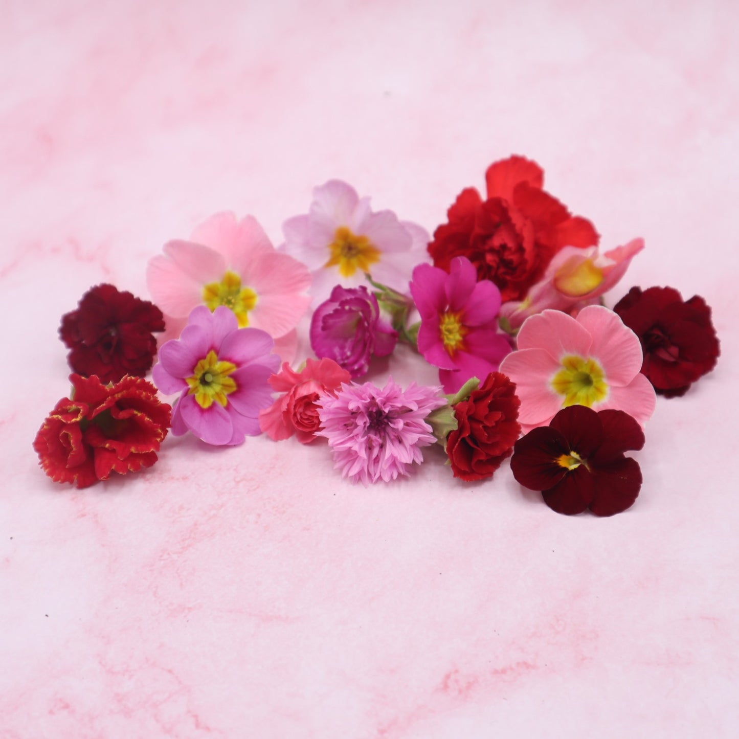liefdes mix , valentijn eetbare bloemen. rood en roze